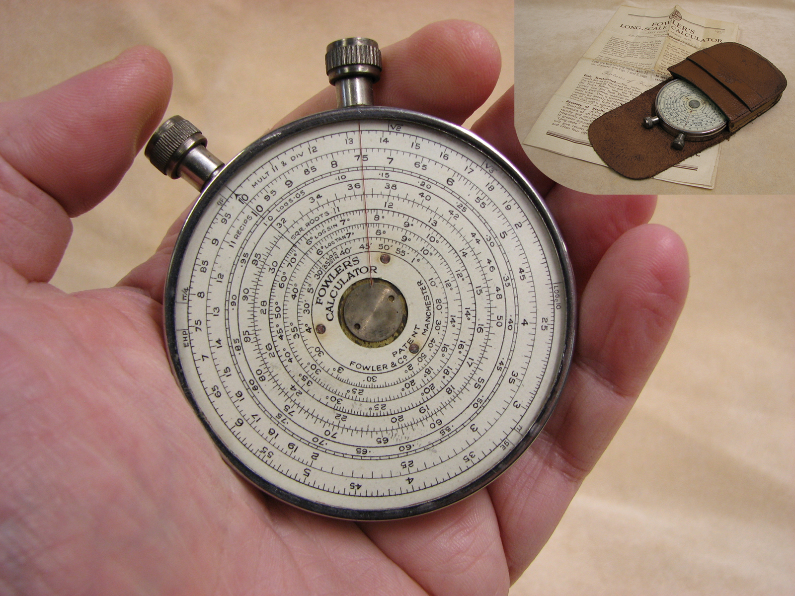 Fowler's double sided Long Scale Calculator with case